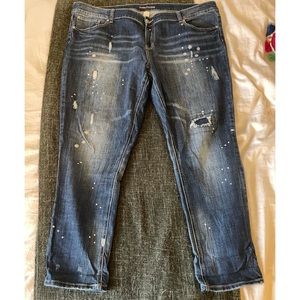 Plus size paint splatter jeans
